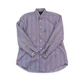Faconnable Men’s Dress Shirt Striped Size L Button Down Front Pocket Cot…